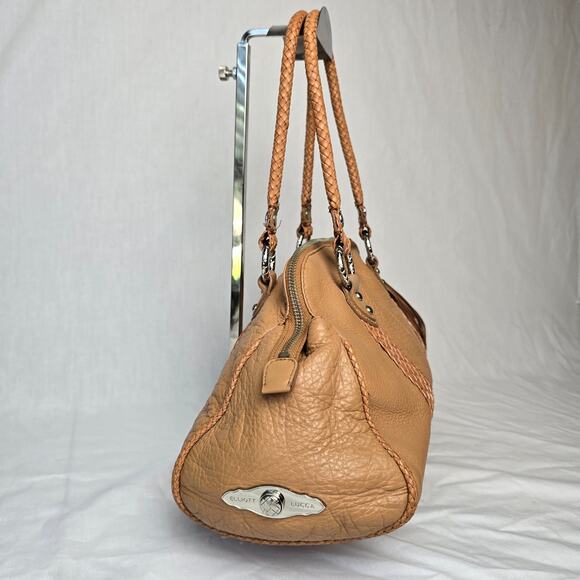 Elliott Lucca Satchel Hobo Tassel Bag Soft Tan Leather Weaved Handles & Trim - Picture 8 of 15